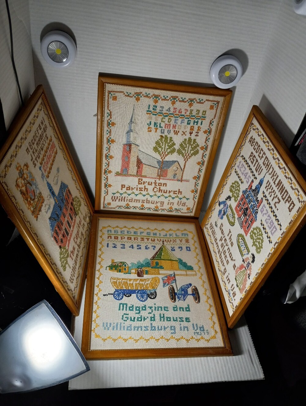 4 Framed 1978 Hand Stitching Picture Decor Hanging Frame Wall Gallery Vintage